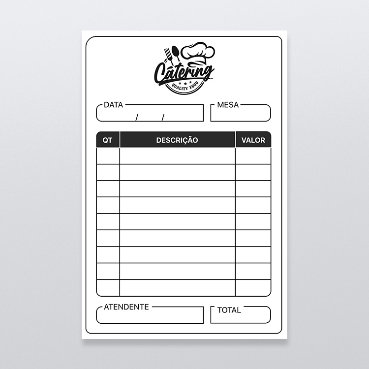 comanda em papel 