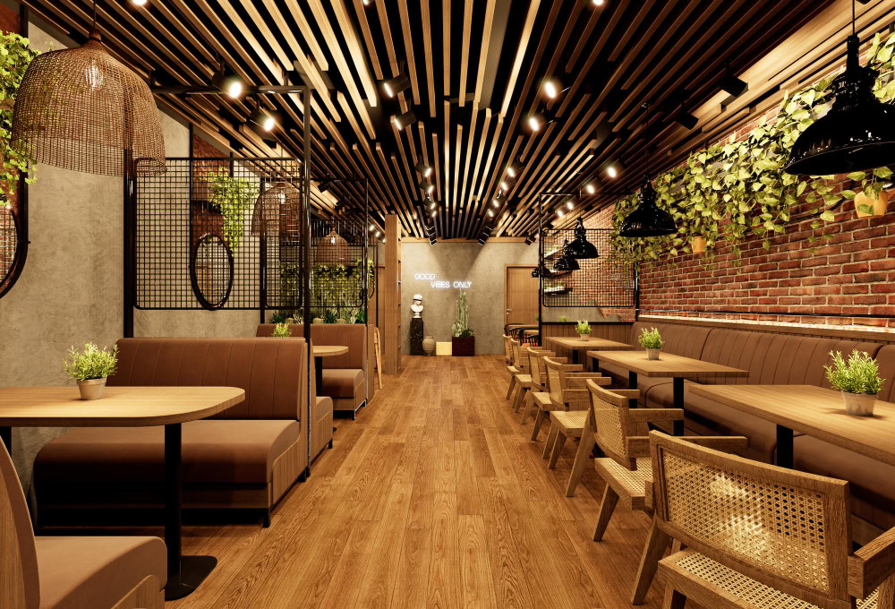 restaurant décor with plants