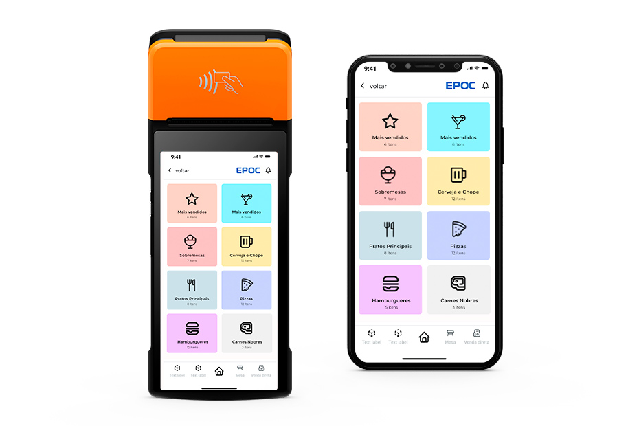 PDV na maquininha e smartphone