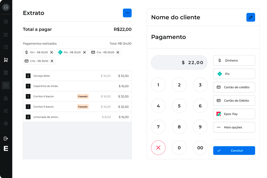 sistema de pagamento para restaurante