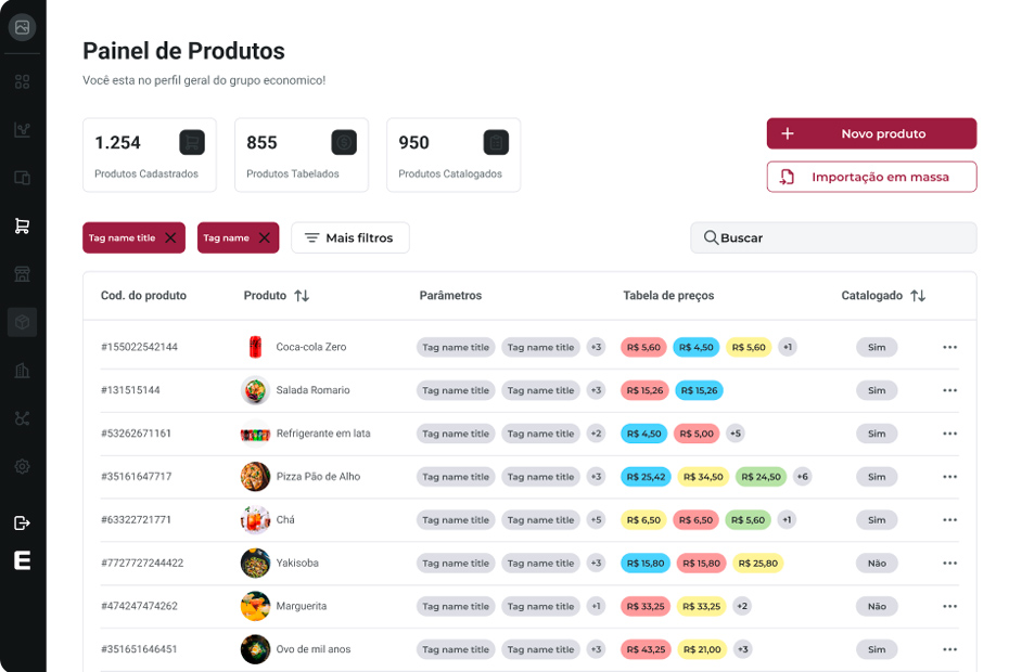 ERP para restaurante com cadastro de produtos