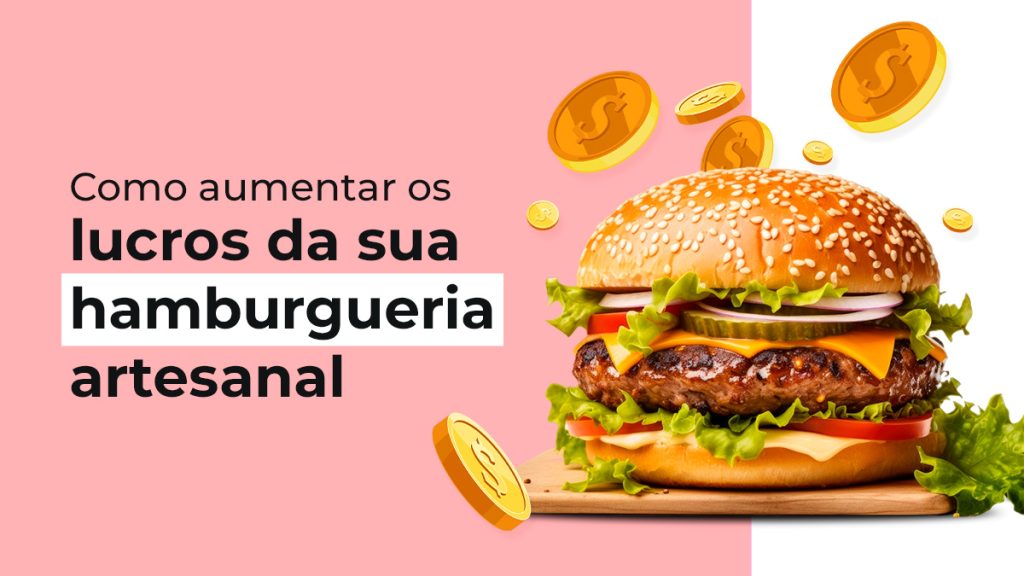 hamburguer com moedas caindo ao fundo, em referência a uma hamburgueria artesanal ucrativa