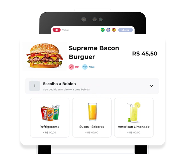 totem de autoatendimento com pedido faseado