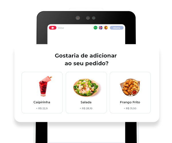 promoções e sugestões para pedido em totem de autoatendimento