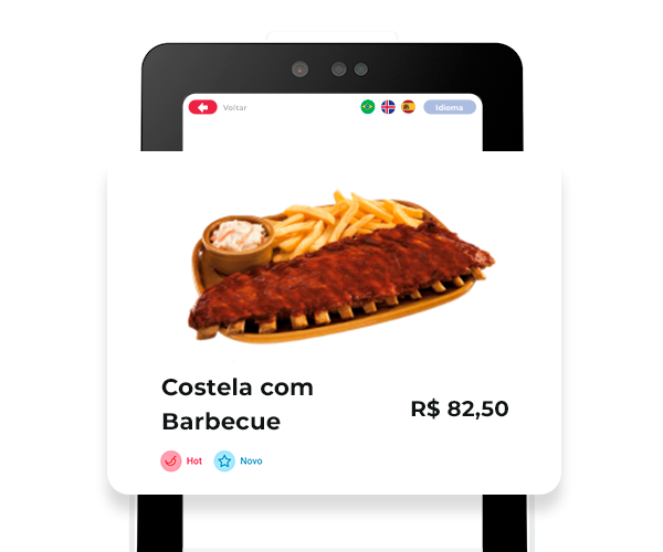 destaque de itens do cardápio no menu de totem de autoatendimento