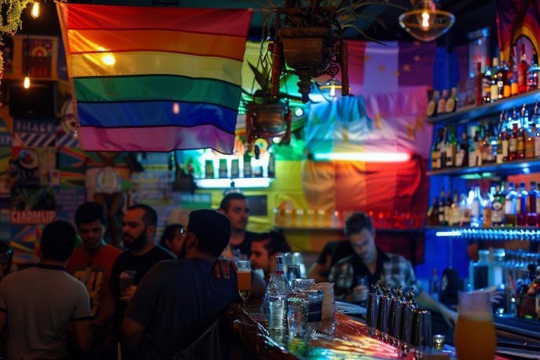 bar com bandeira LGBTQIA+ em referência à diversidade e inclusão