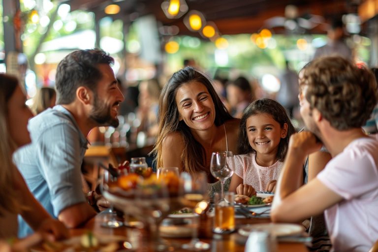 família almoçando no dia dos pais em restaurante